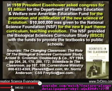 1959 Eisenhower started Evolution Curriculum.